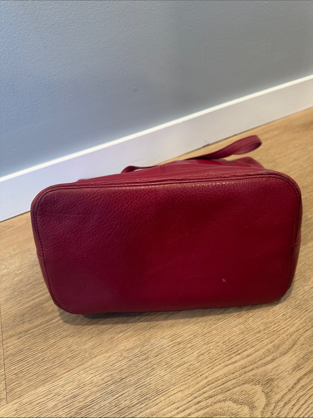 Tory Burch Cherry Red Pebbled Leather Tote - Picture 3 of 4